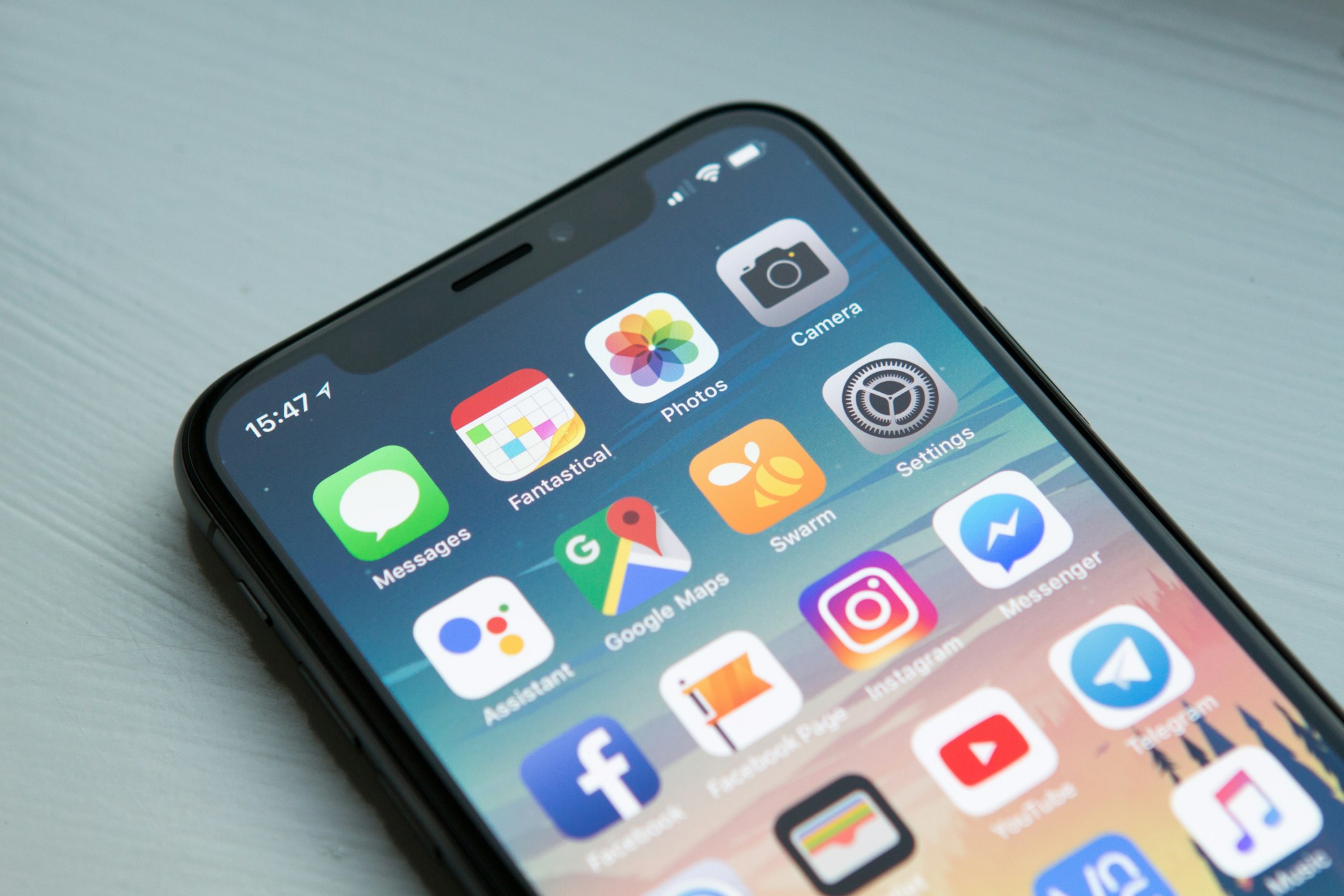 Smartphone showing mobile apps